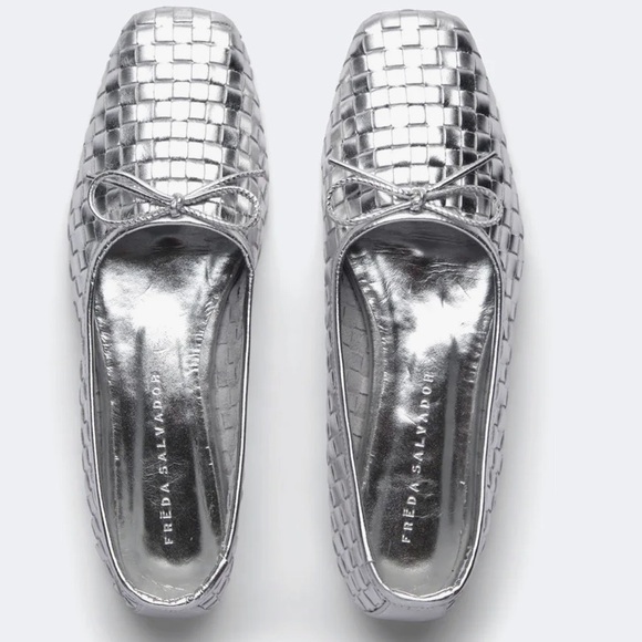 Freda Salvador Jada Square Toe Woven Lather Ballet Flat Size 7 - Picture 3 of 5